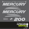 3D resin domed chrome Mercury Verado 200hp outboard decals