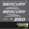 3D resin domed chrome Mercury Verado 250hp outboard decals