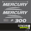 3D resin domed chrome Mercury Verado 300hp outboard decals