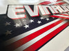 Evinrude 200hp ETEC/E-TEC HO stars & stripes outboard engine decals/sticker kit - blue cowl