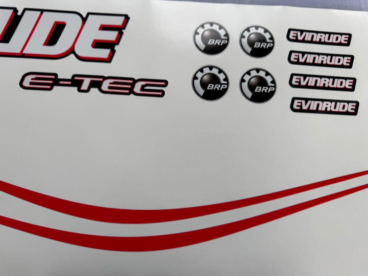 Evinrude 150hp DI Outboard Decal Kit – Blue Cowl Graphics – Reproduction