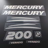 3D resin domed chrome Mercury Verado 200hp outboard decals