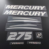 3D resin domed chrome Mercury Verado 275hp outboard decals