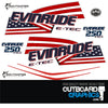 Evinrude 250hp ETEC / E-TEC HO outboard engine decals/sticker kit - white cowl