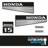 Honda 15hp 4 stroke (1990's) outboard engine decals/sticker kit - silver style