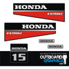 Honda 15hp 4 stroke (early 90's) outboard engine decals/sticker kit