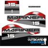 Mariner 15hp two stroke outboard engine decals/sticker kit