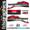 Mariner 40hp 2 stroke split back outboard engine decals/sticker kit
