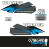 Tohatsu 50hp TLDI outboard engine decals/sticker kit - blue