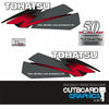 Tohatsu 50hp TLDI outboard engine decals/sticker kit - red