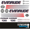 Evinrude 135hp DI outboard engine decals/sticker kit (white cowl)