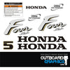 Honda 5hp 4 stroke outboard engine decals/sticker kit
