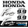 Honda 9.9hp 4 stroke outboard engine decals/sticker kit