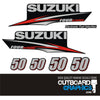 Suzuki DF50 50hp four stroke outboard engine decals/sticker kit - post 2010