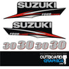Suzuki DF30 30hp four stroke outboard engine decals/sticker kit - post 2010