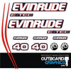 Evinrude 40hp ETEC / E-TEC outboard engine decals/sticker kit - BLUE cowl