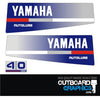 Yamaha 40hp autolube outboard engine decals/sticker kit – blue