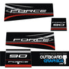 Mercury Force 90hp outboard decals/sticker kit – black design