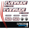 Evinrude 50hp ETEC / E-TEC outboard engine decals/sticker kit - BLUE cowl