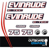Evinrude 75hp ETEC / E-TEC outboard engine decals/sticker kit - BLUE cowl