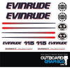 Evinrude 115hp Ficht outboard engine decals/sticker kit - WHITE HOOD