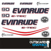 Evinrude 90hp ETEC / E-TEC outboard engine decals/sticker kit - WHITE cowl