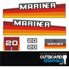 Mariner 20hp rainbow outboard engine decals/sticker kit
