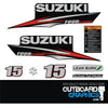 Suzuki DF15 15hp four stroke outboard engine decals/sticker kit (post 2010)