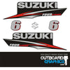 Suzuki DF6 6hp four stroke outboard engine decals/sticker kit - post 2010