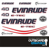 Evinrude 40hp ETEC / E-TEC outboard engine decals/sticker kit - WHITE cowl