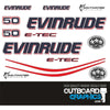 Evinrude 50hp ETEC / E-TEC outboard engine decals/sticker kit - WHITE cowl