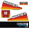 Mariner 8hp rainbow outboard engine decals/sticker kit