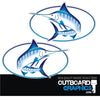Pair of full colour Bayliner Trophy Marlin stickers/decals - light to dark blue fade