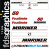 Mariner 50hp ELPT outboard engine decals/sticker kit