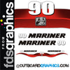 Mariner 90hp 4 stroke outboard decals/sticker kit