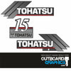 Tohatsu 15hp 2 stroke (2003) outboard engine decals/sticker kit