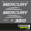 3D resin domed chrome Mercury Verado 350hp outboard decals
