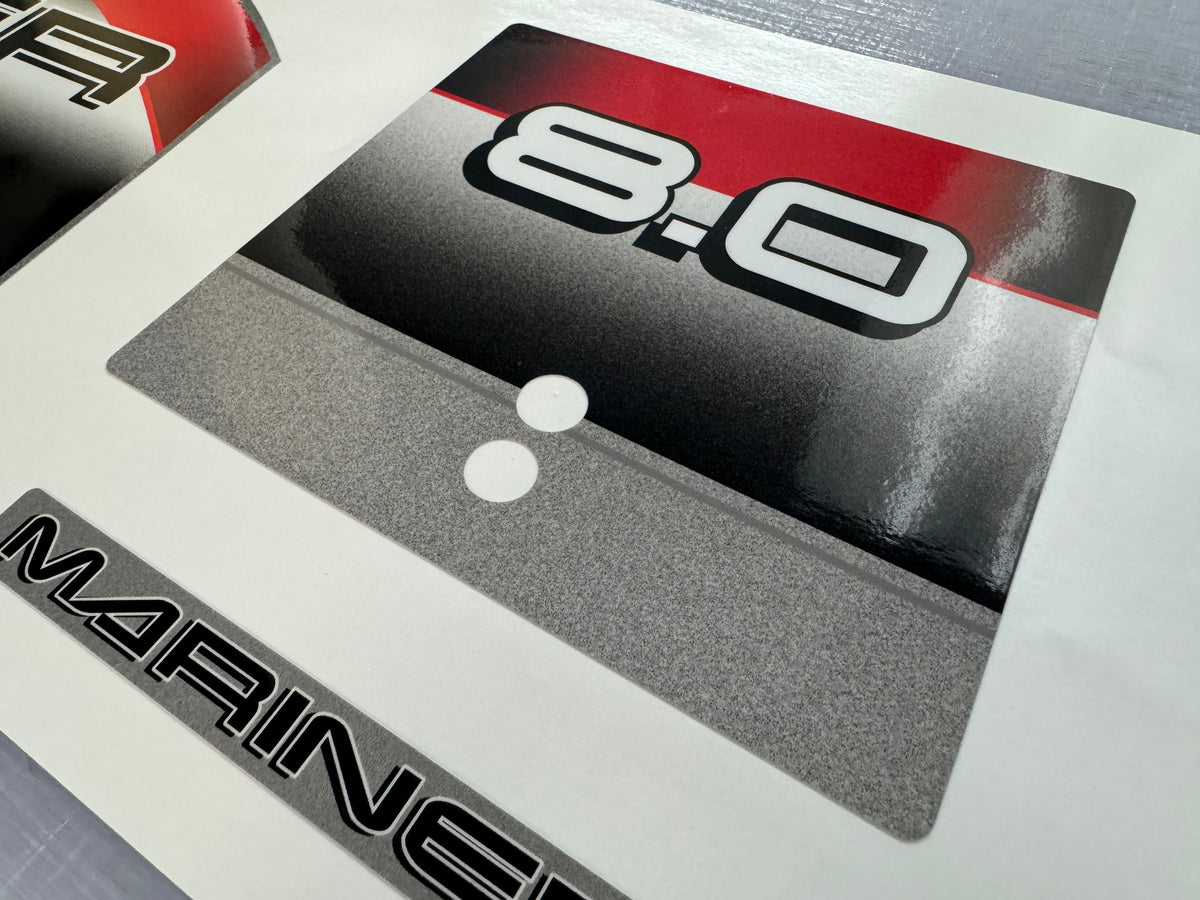 Mariner 8hp Lightning outboard decals/sticker kit– Outboard Graphics