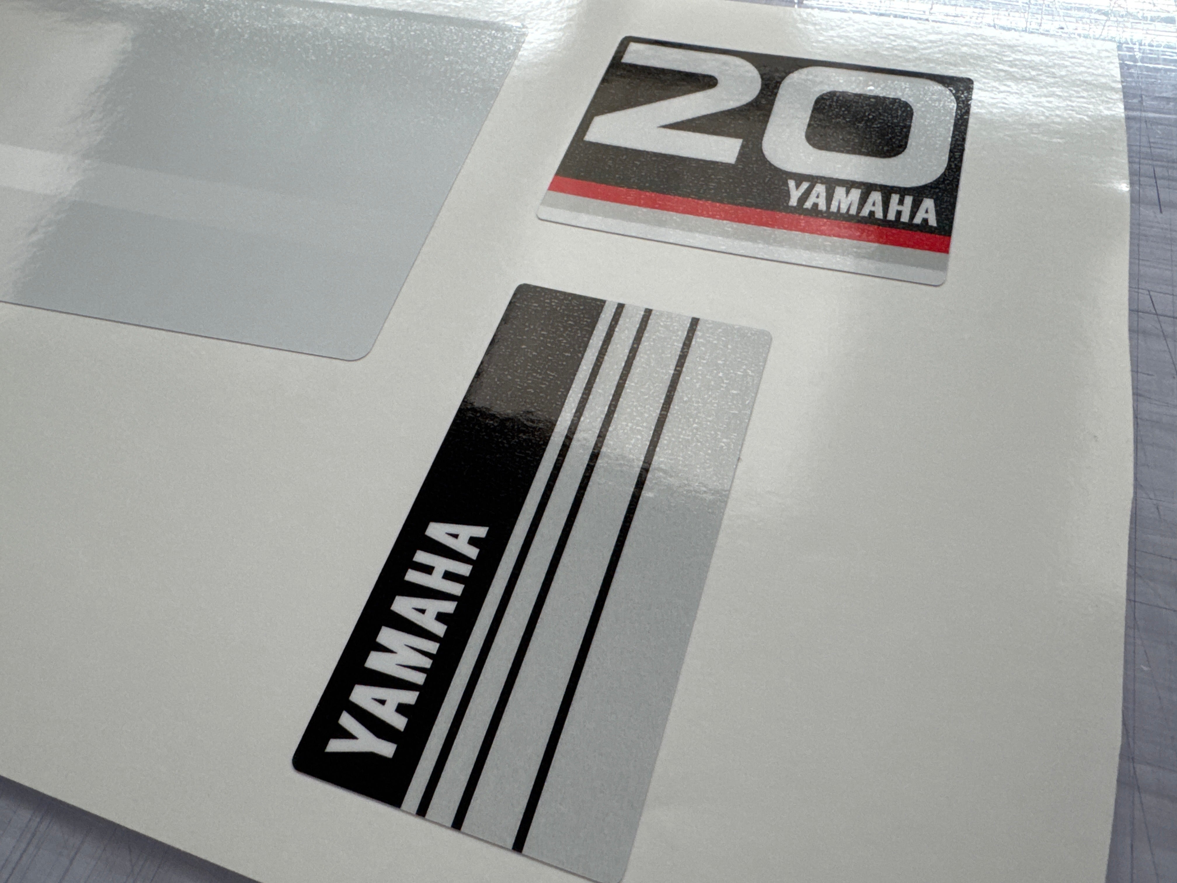 Yamaha 20hp two stroke (1987) outboard engine decals/sticker kit ...