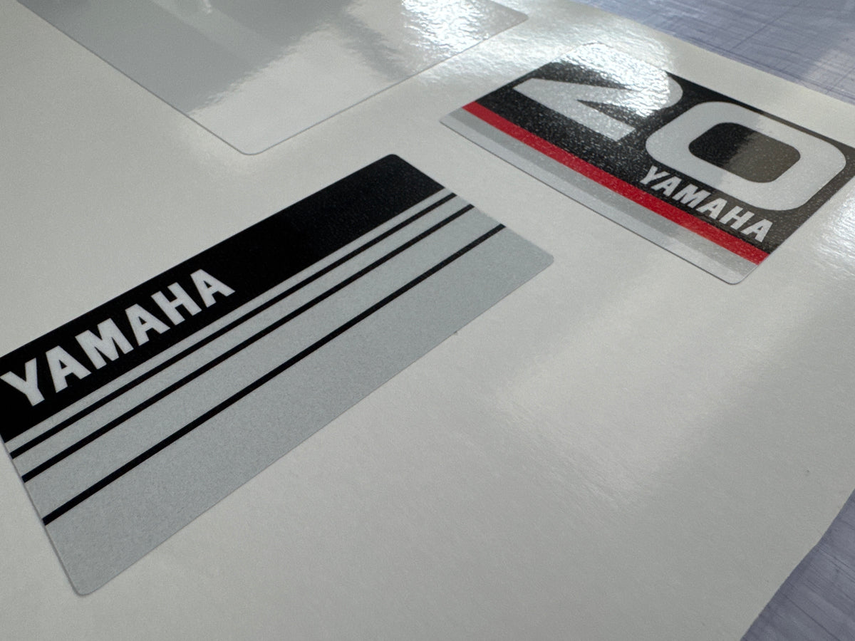 Sticker 20hp Yamaha 20hp two stroke (1987) outboard engine decals/sticker kit ...