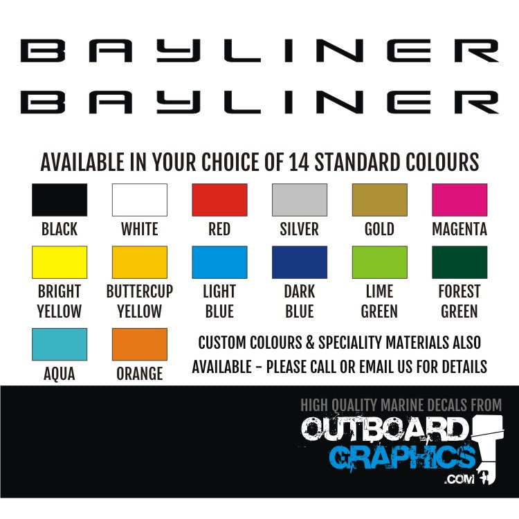 Pair of 1220mm (48 inch) Bayliner sticker/decals– Outboard Graphics