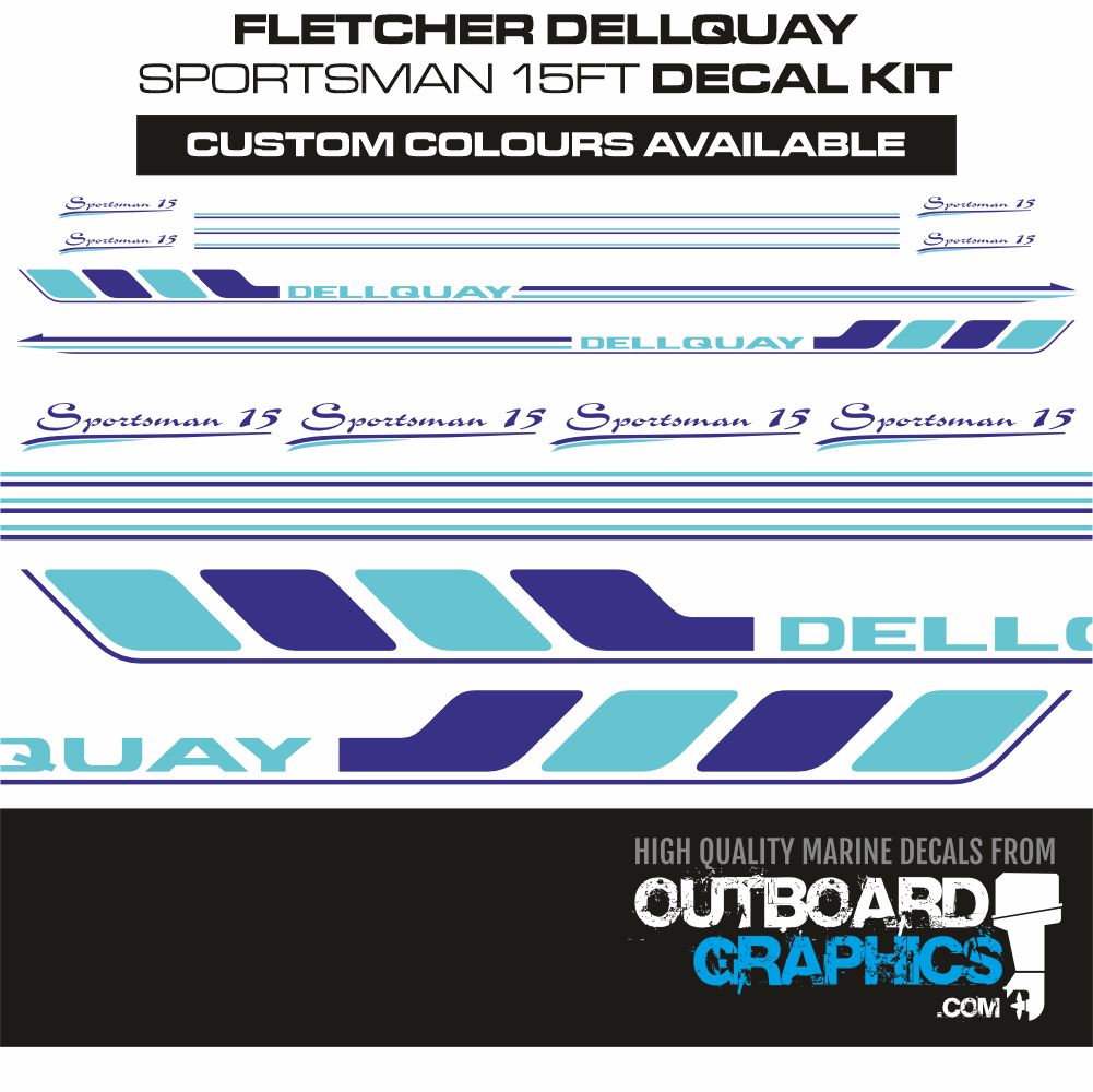 Fletcher Dellquay Sportsman 15 2 colour hull sticker/decal kit ...