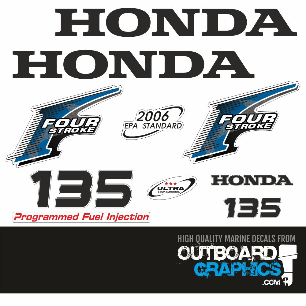 Honda BF135 135hp 4 stroke outboard engine decals/sticker kit– Outboard ...