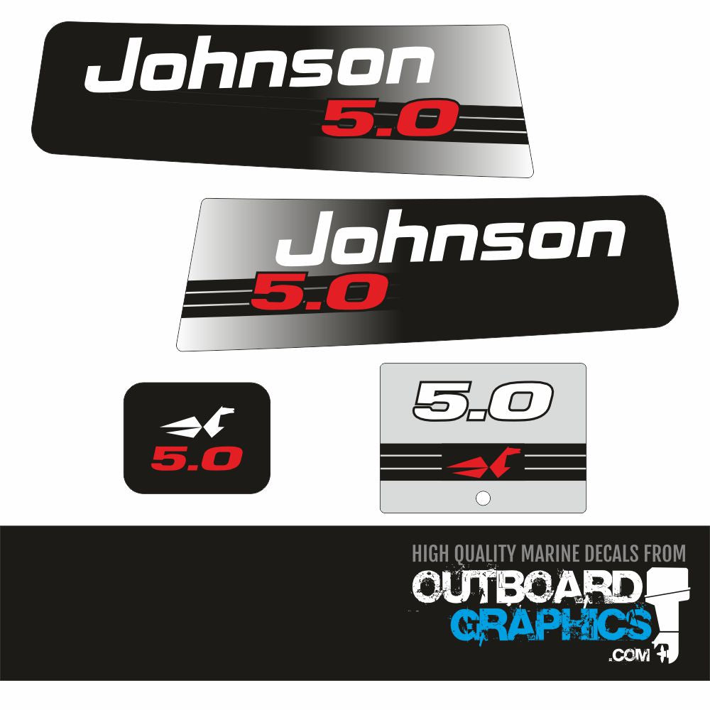 Johnson 5hp two stroke (1996) outboard engine decals/sticker kit ...