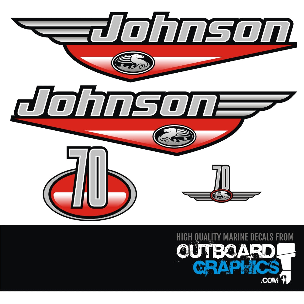 Johnson 70hp two stroke outboard engine decals/sticker kit– Outboard ...