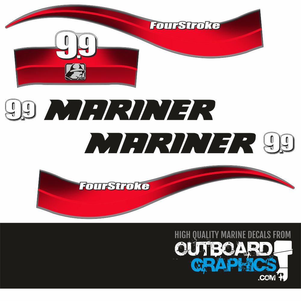 Mariner 9.9hp 4 stroke (2008) outboard engine decals/sticker kit ...
