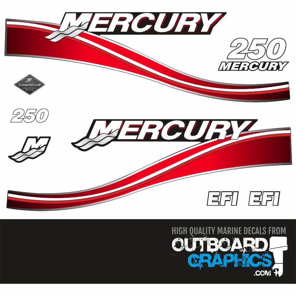 Mercury 250hp two stroke EFI outboard decals/sticker kit– Outboard Graphics