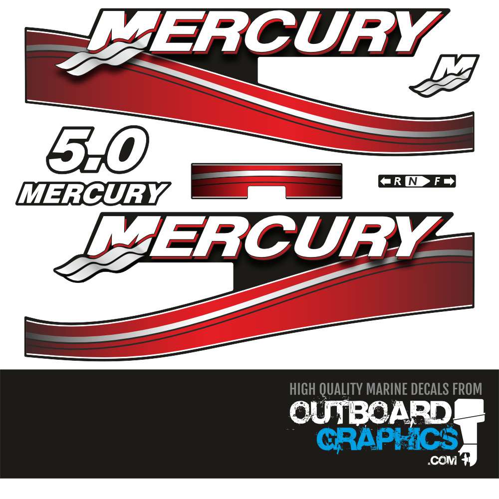 Mercury 5hp 2 stroke outboard decals/sticker kit (2006) inc resin dome ...