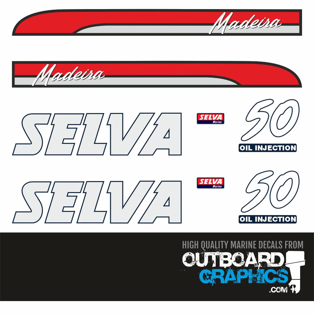 Selva 50hp Madeira outboard engine decals/sticker kit– Outboard Graphics