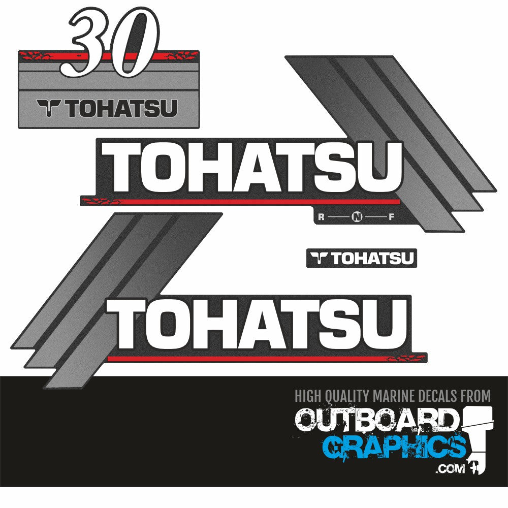 Tohatsu 30hp 2 stroke outboard engine decals/sticker kit– Outboard Graphics